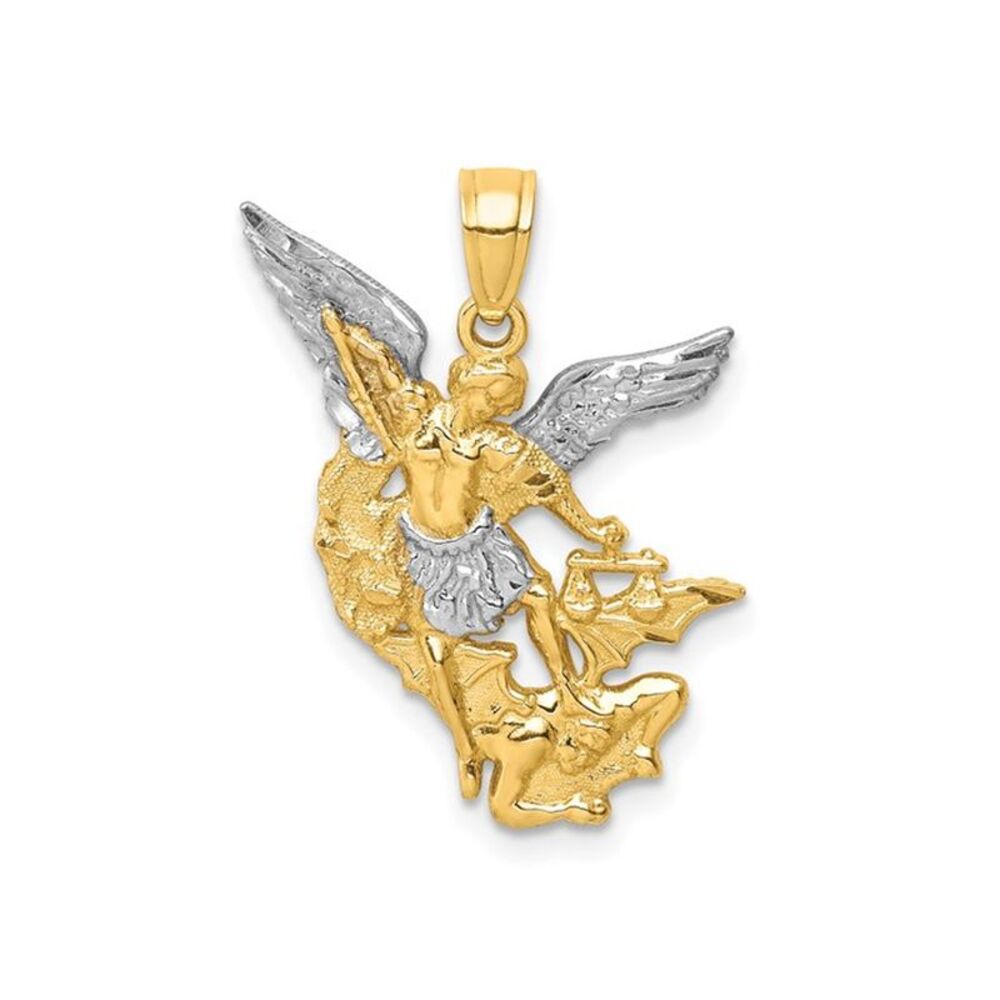 10K Yellow and White Gold Saint Michael Charm (No Chain)